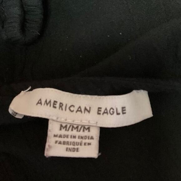 American Eagle Black Floral Embroidered Long Sleeve Cutout Peplum Blouse Top M - Picture 4 of 5